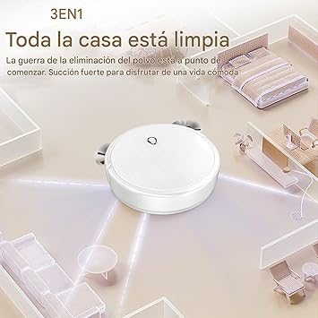 Robot Aspirador Fregasuelos Para Suelos,Robot Doméstico,Limpiafondos Multifuncional, Para Higiene Doméstica Con Aspiración De Polvo,Eficiente Evitación Inteligente De Obstáculos Y Operación Silenciosa2