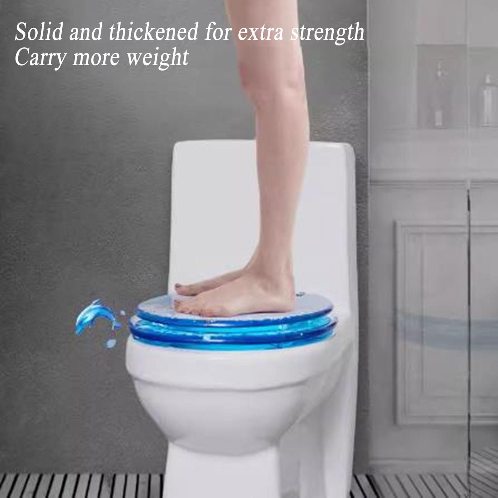 Abattant WC en Résine 3D Série Océan, Cuvette Toilette avec Frein De Chute Declipsable Forme Universelle U/V/O, Charnières Silencieuses en Acier Inoxydable