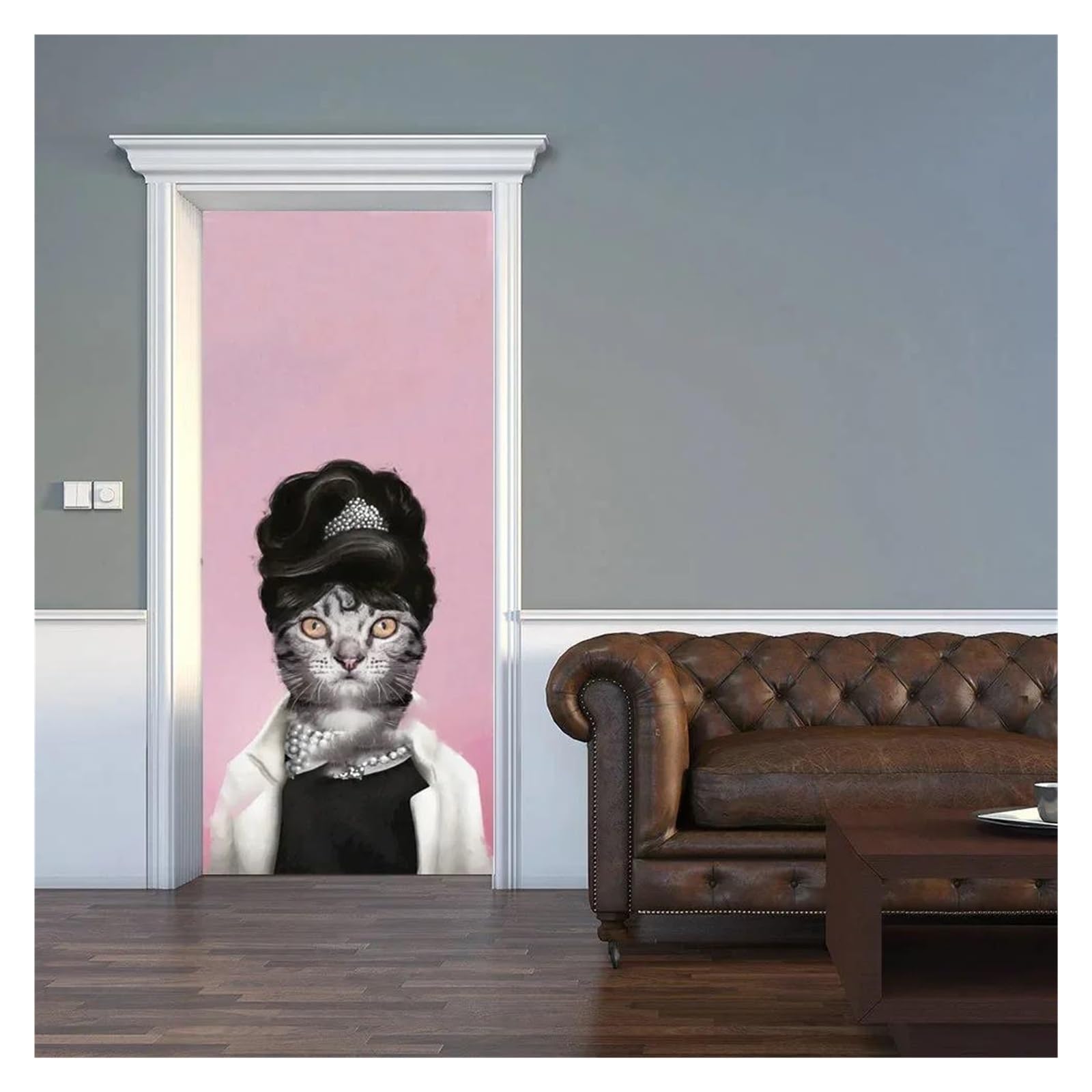 Autocollants de porte de chat drôle pour égayer votre cuisine et salon