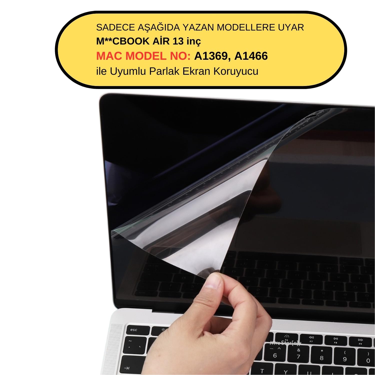 McStorey MacBook Air 13.3 Ekran Koruyucu Parlak Anti Scratch HD PET Film A1369 A1466 Uyumlu Retina Net Görüntü Çizilmeye Dayanıklı Kolay Uygulama Şeffaf