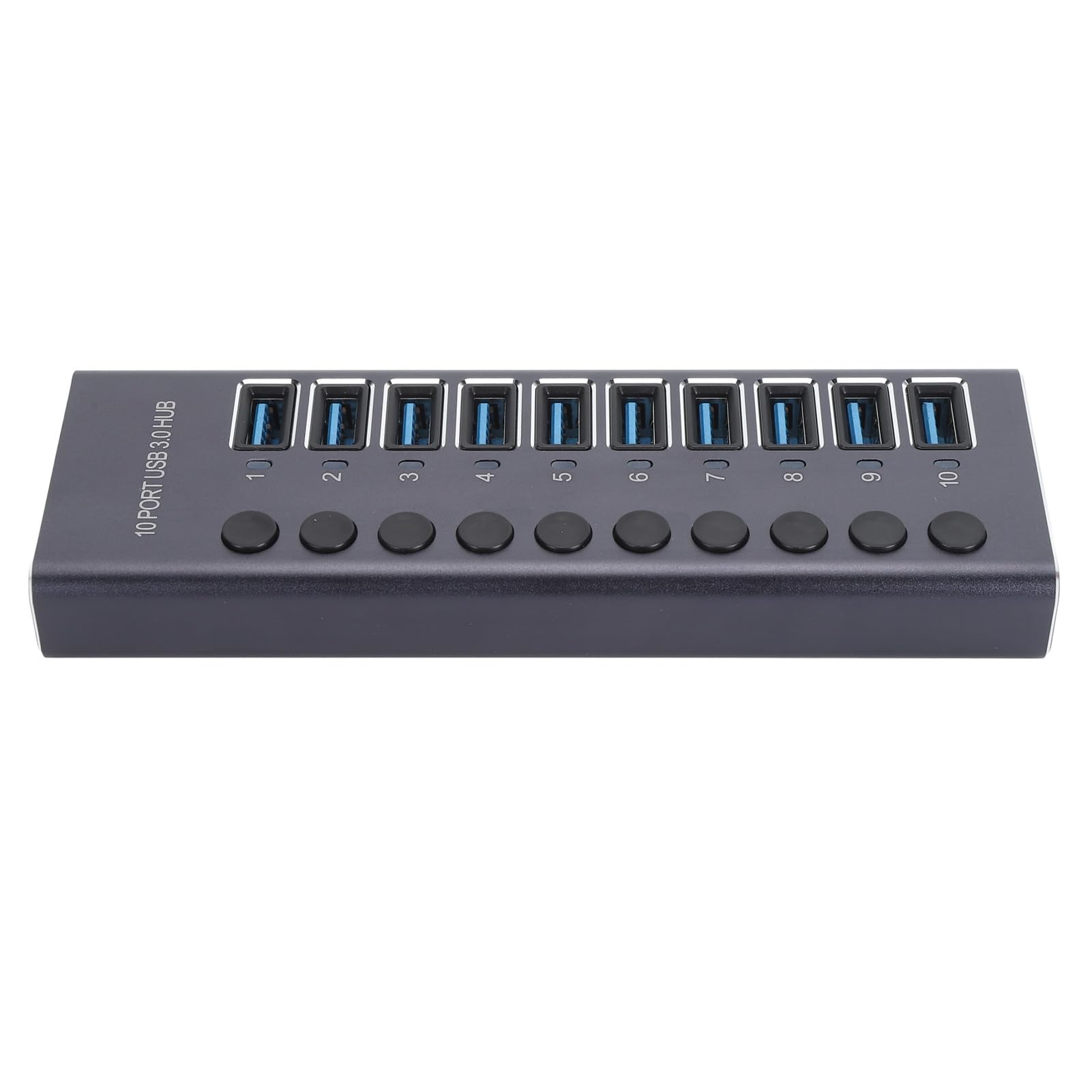 USB 3.0 Hub, 10-portowa Stacja Dokująca ze Stopu Aluminium z Indywidualnymi Przełącznikami LED i Zasilaczem 60W, do Laptopa, Komputera PC, Konsoli do Gier (wtyczka UE)