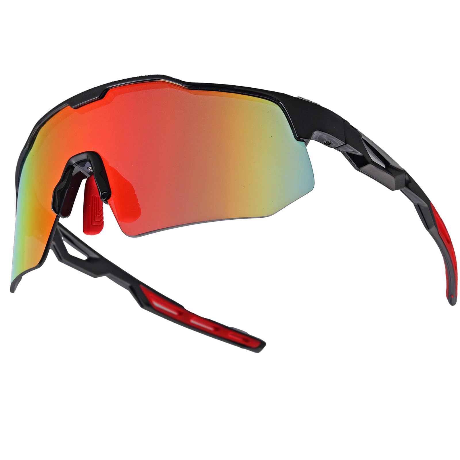 VINTEAM Cycling Glasses for Men Women, UV400 Sports Sunglasses with TR90 Half Frame, Cycling Sunglasses with Adjustable Nose Pads for Road Bike, MTB, Running, Fishing & Outdoor Activities, Black-Red