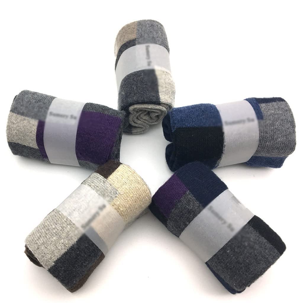 5 Pares/Lote Calcetines de Lana Masculino Invierno Casillería Cashmere Transpirable Calcetines Informales for Hombre Calcetines de Regalo (Color: A Tamaño: Un tamaño)