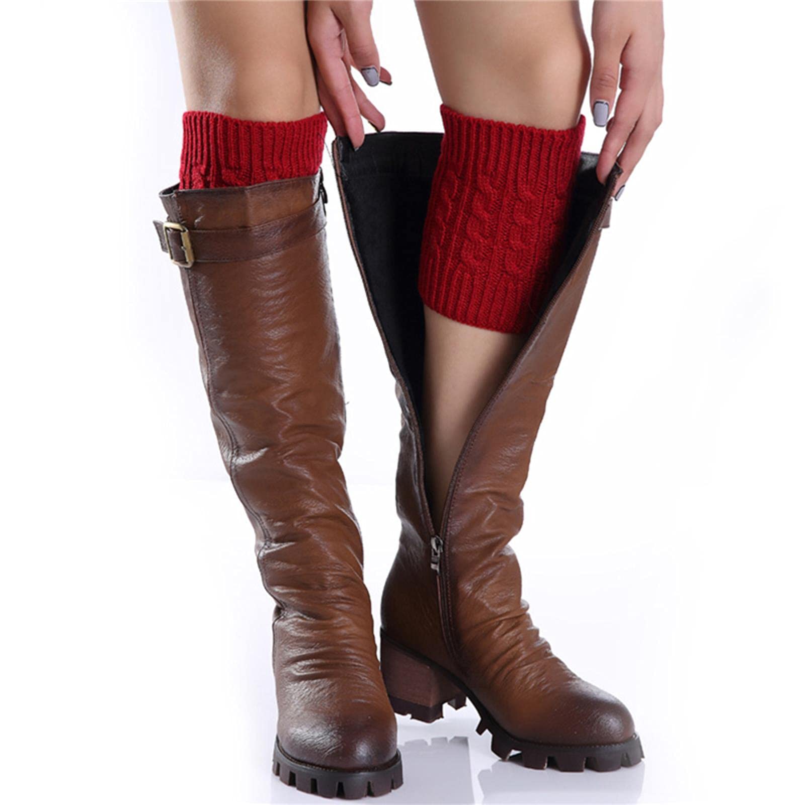 Vreugde kiezen)1 Paar Vrouwen Gehaakte Laars Manchetten Herfst Lente Korte Sokken Toppers Vrouwen Gehaakte Gebreide Elastische Been Kuit Warmers kopen vanaf een prijs van 1.97
