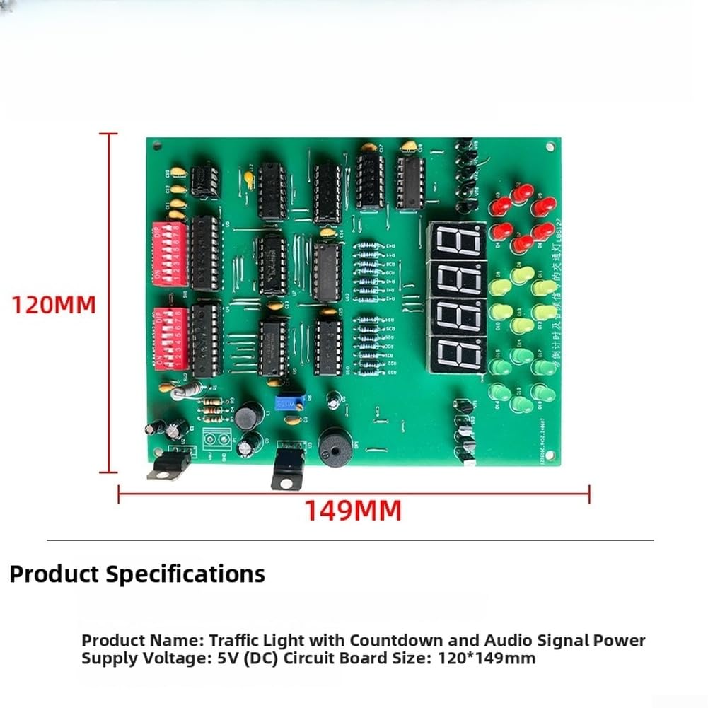 Kit di allenamento leggero con timer e segnale, elettronica fai da te da 5 V, set educativo per circuiti logici digitali e macchina a stato, studenti di progetti di assemblaggio scheda PCB verde