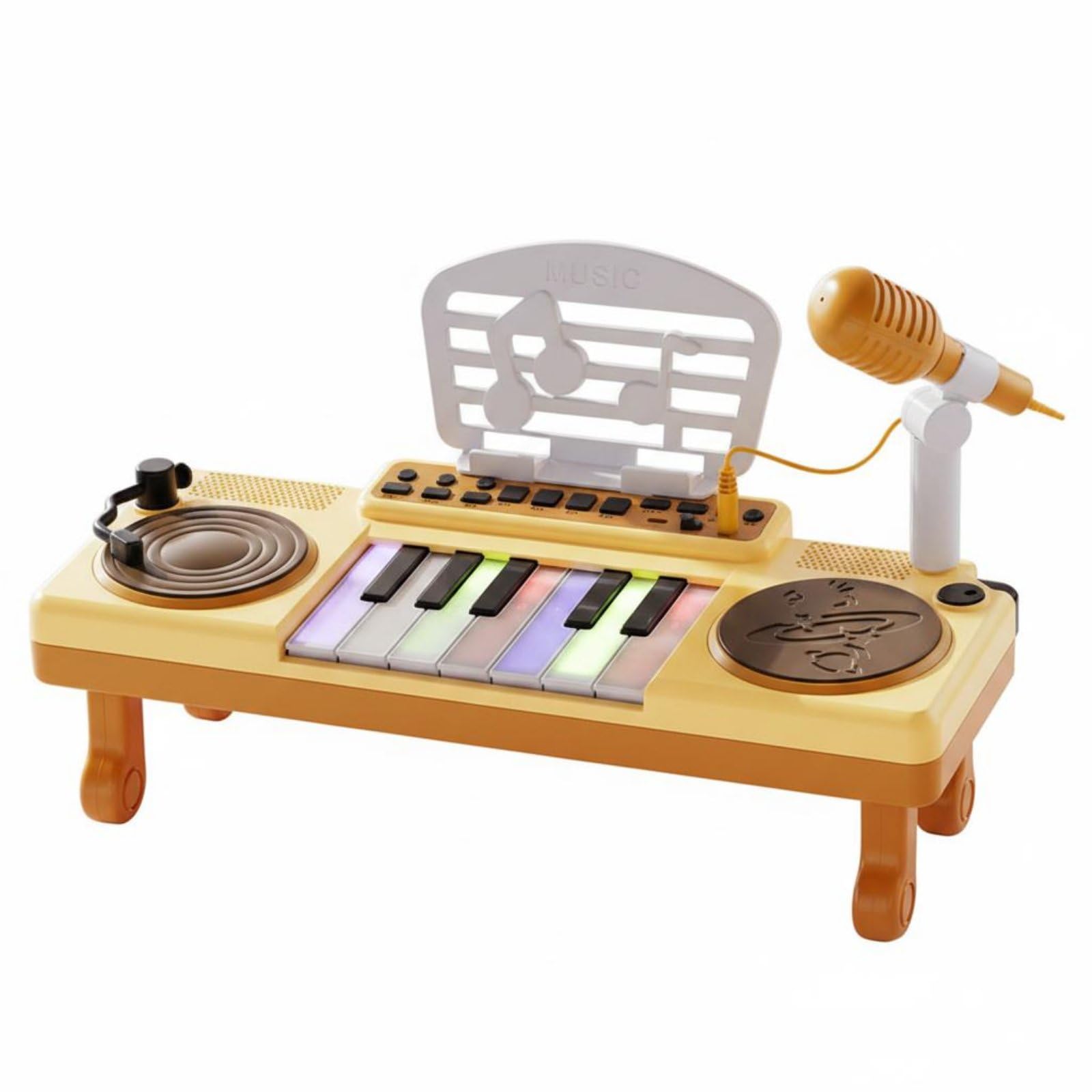 Pianola Bambini Tastiera Elettronica Giocattolo Mixer Musicale Giradischi Vocale con Effetti Interattivi Educativa per Attenzione Concentrazione Fantasia Adatta a Bambini Casa Scuola