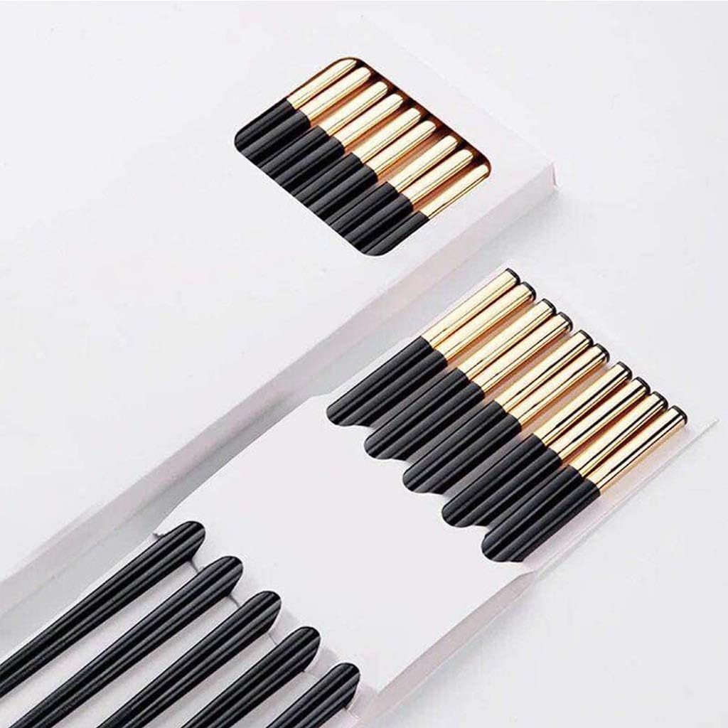 baguette coréenne baguettes japonaises Baguettes, cadeau de 10 paires de baguettes rondes japonaises et coréennes, baguettes en fibre de verre noire réutilisables