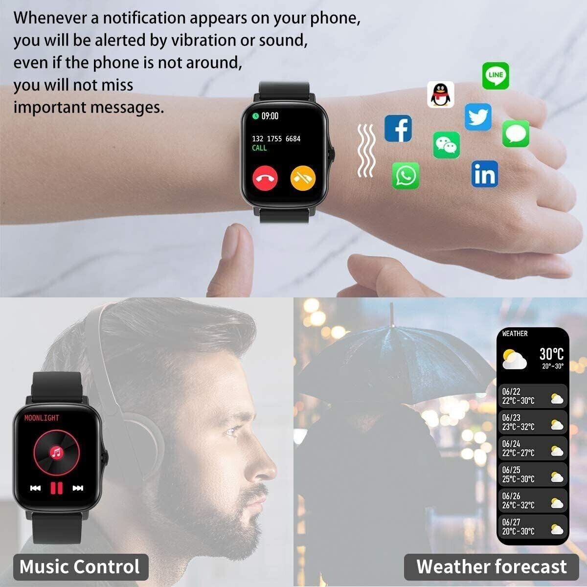 Smartwatch,1.69" HD Orologio Smartwatch Uomo Donna con funzione chiamata, 113+ Sportive Smart Watch Contapassi/Cardiofrequenzimetro/Sonno, Impermeabil IP68 Fitness Tracker per iOS Android (Argento)