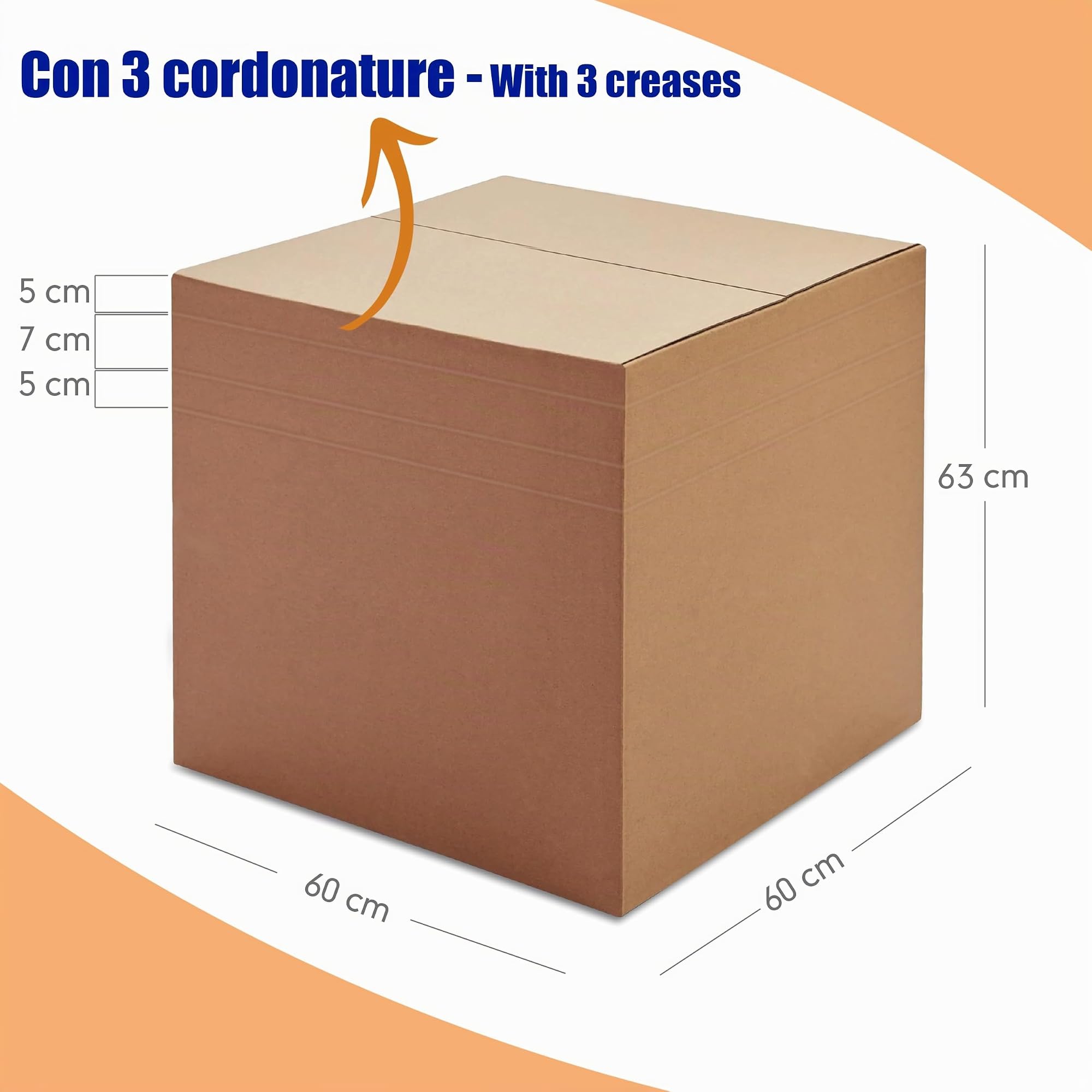 Gianto 10 Scatole Cartone 60 x 60 x 63 cm Doppia Onda, Scatoloni Grandi per Trasloco, Logistica, Spedizioni, Imballaggio, Magazzino, Packaging, Deposito, Resistenti - Avana