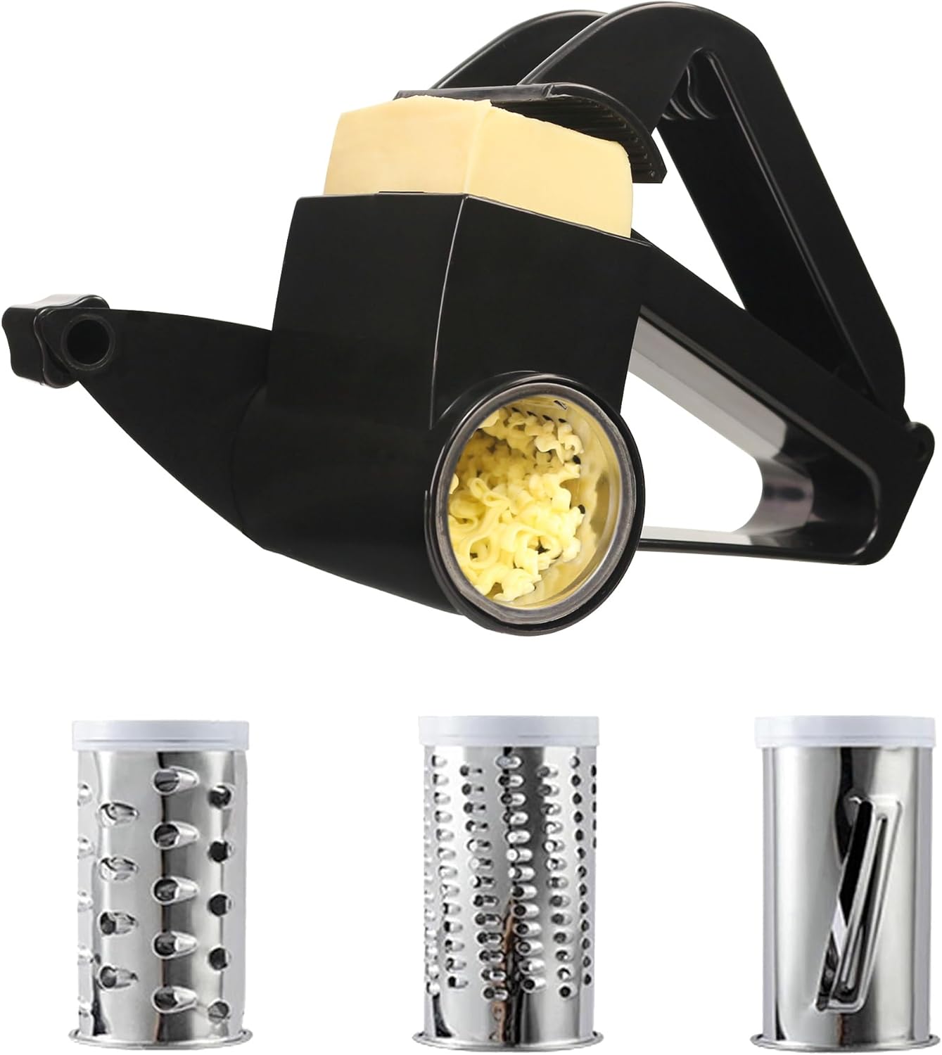 Regalo de chef culinario, queso giratorio de mano, nueces, rallador de verduras, color negro