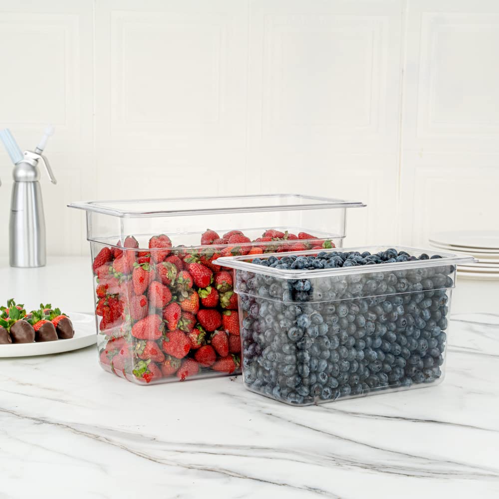 Restaurantware RWT0828 Met Lux - Contenedor de almacenamiento de alimentos fríos de tamaño 1/3, 20 cm de profundidad, caja de 10 unidades, plástico