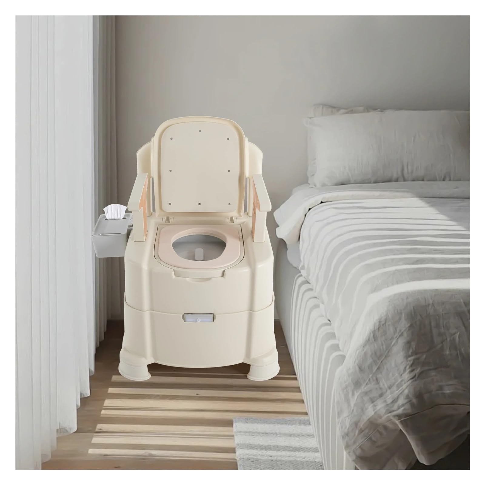 Baño Portátil, Inodoro Portátil Junto A La Cama Con Luz Nocturna Sensor