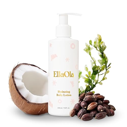 ELLAOLA Loción calmante para bebés para piel seca, propensa al eczema y sensible con aceite de jojoba + escualano, loción hidratante y nutritiva