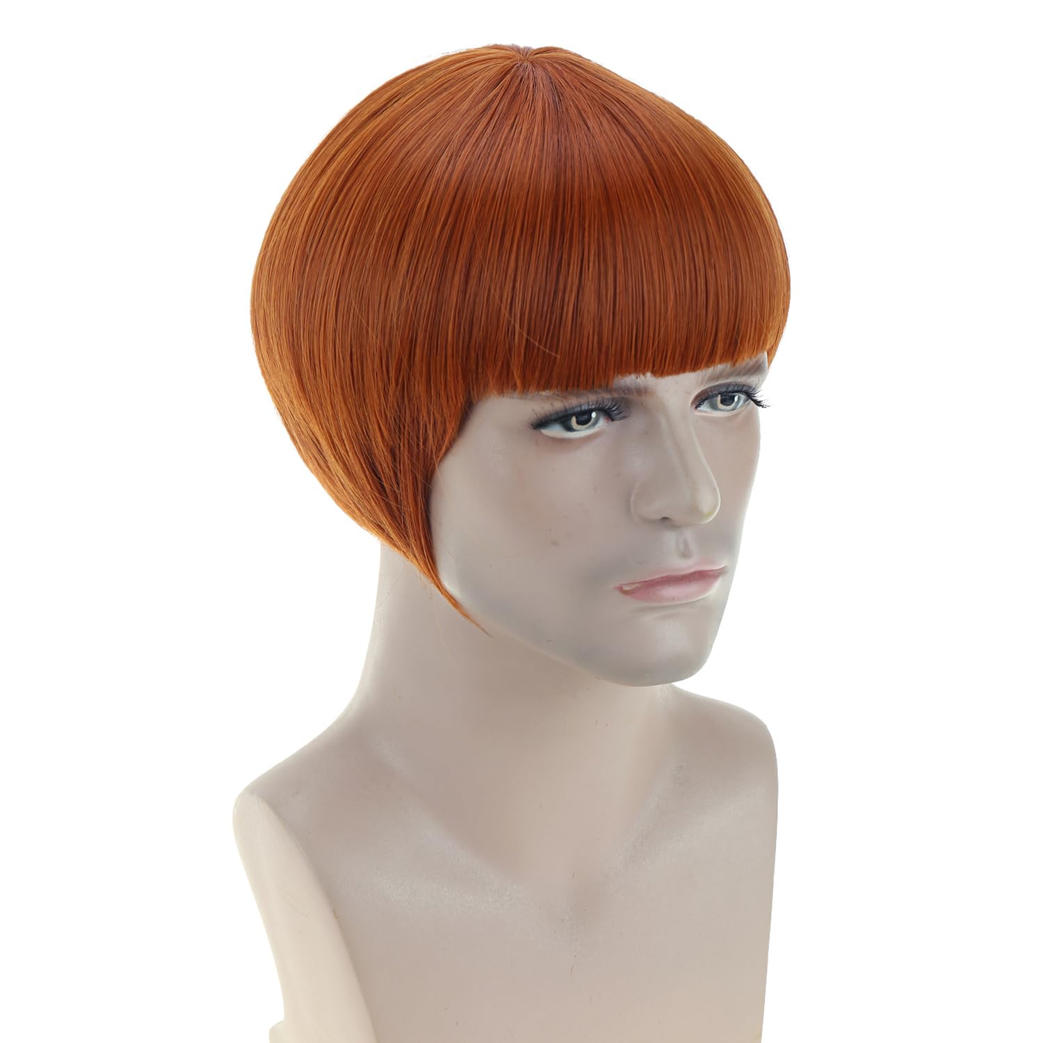 RightOn Ginger Bowl Cut Wig Ginger Mushroom Wig 80s Outfit for Men Synthetic Mushroom Wigs for Daily Party or Cospaly