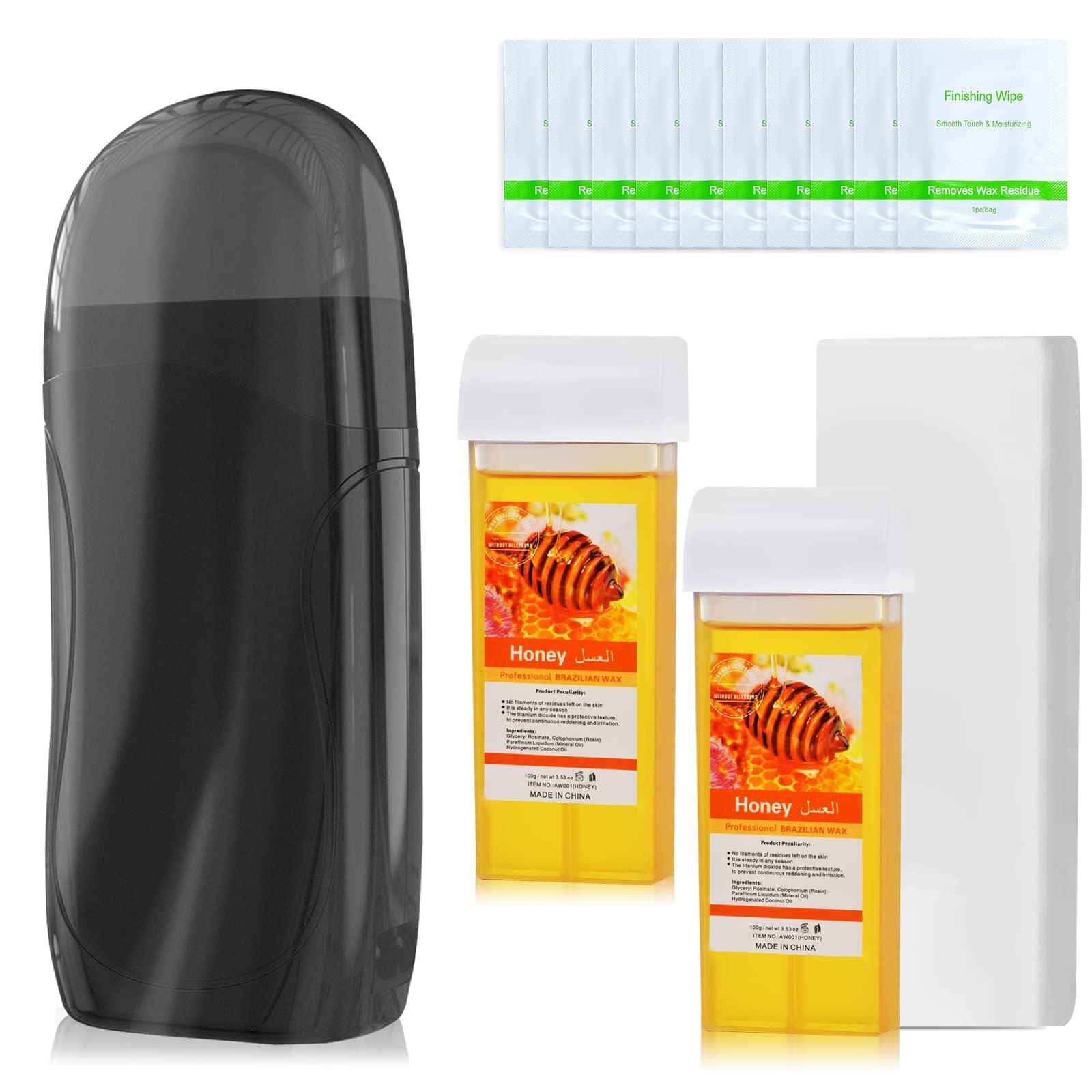 Roll on Wax Kit, Wax Roller Kit, Roll on Wax Warmer for Hair Removal, Roll on Wax for Larger Areas of the Body, At Home Waxing Kit for Women and Men