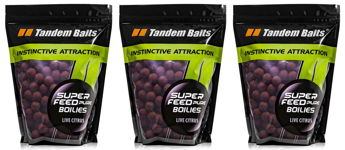 Tandem Baits Set of 3 SuperFeed Boilies Pure Live Citrus | Carp Fishing Boilies | Carp Fishing Bait | Carp Bait | Carp Fishing Accessories for Monster Fish 18mm 1kg
