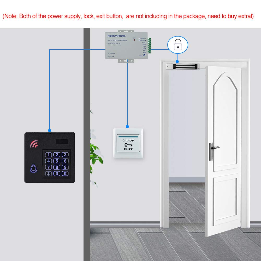 HFeng Tastiera di controllo accessi RFID impermeabile IP68 Wiegand 26 Sistema di controllo accessi per porte esterno 125KHz con tag portachiavi EM4100 da 10 pezzi