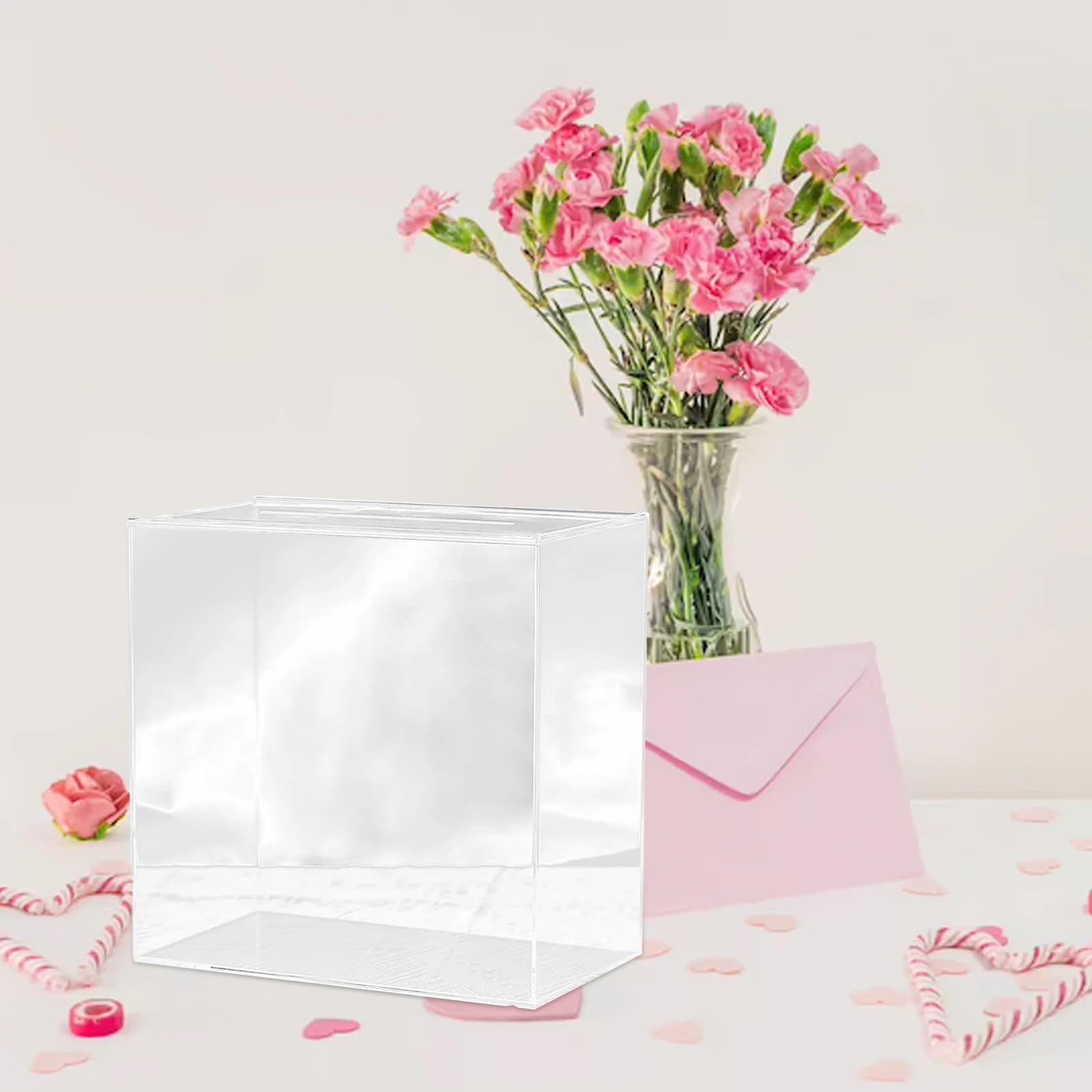 Scatola Biglietti Rosa Con Foglio Oro - Scatola Regalo Party Matrimonio Compleanno