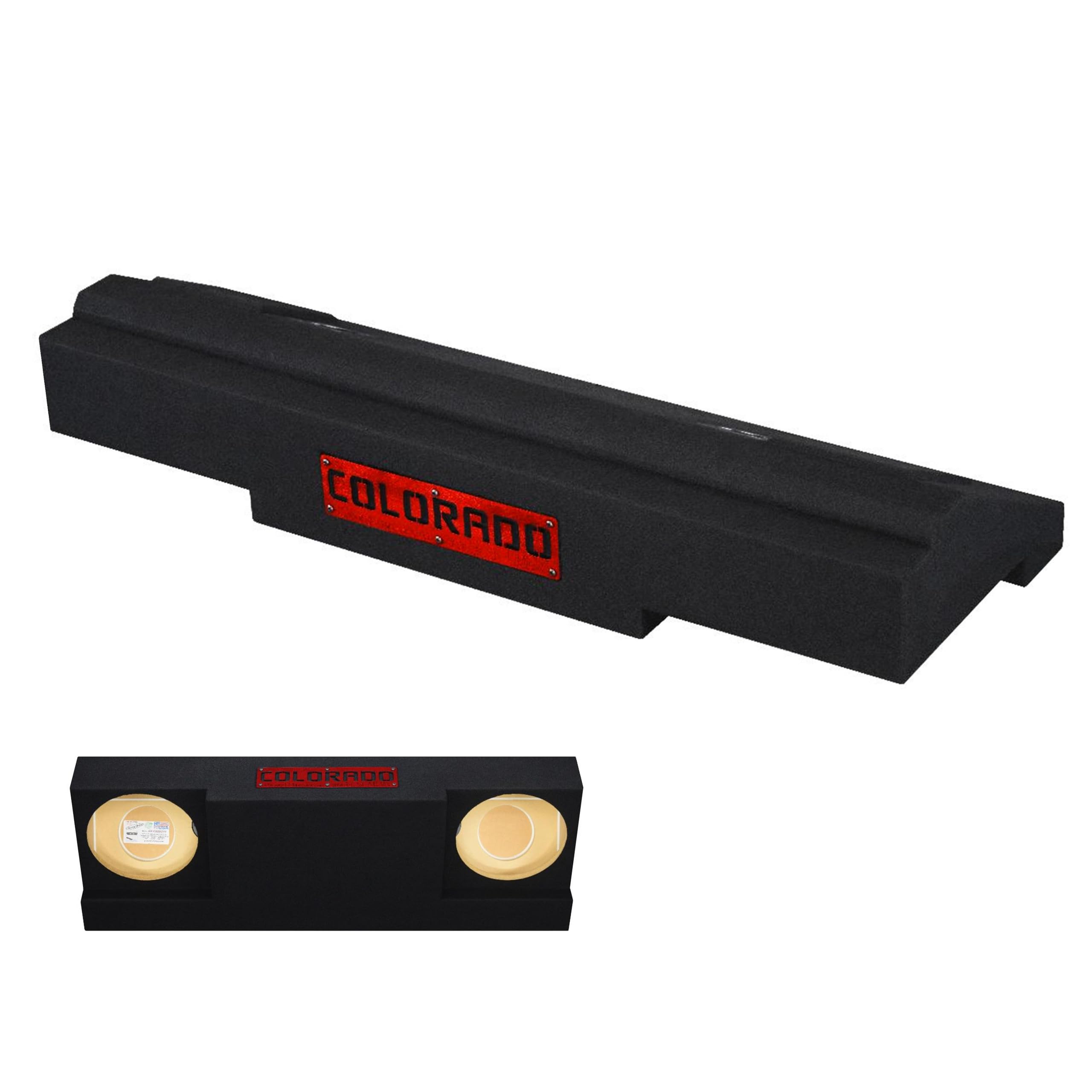 2015-2023 Chevy Colorado Crew Cab Dual Sealed Sub Box Ground-Shaker Subwoofer Enclosure Custom Speaker Box Car Audio Ground Shaker (RED, 10")