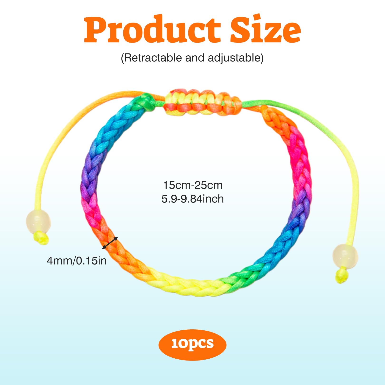 Pulseras trenzadas de la amistad ajustables para niños, niñas, mujeres y hombres