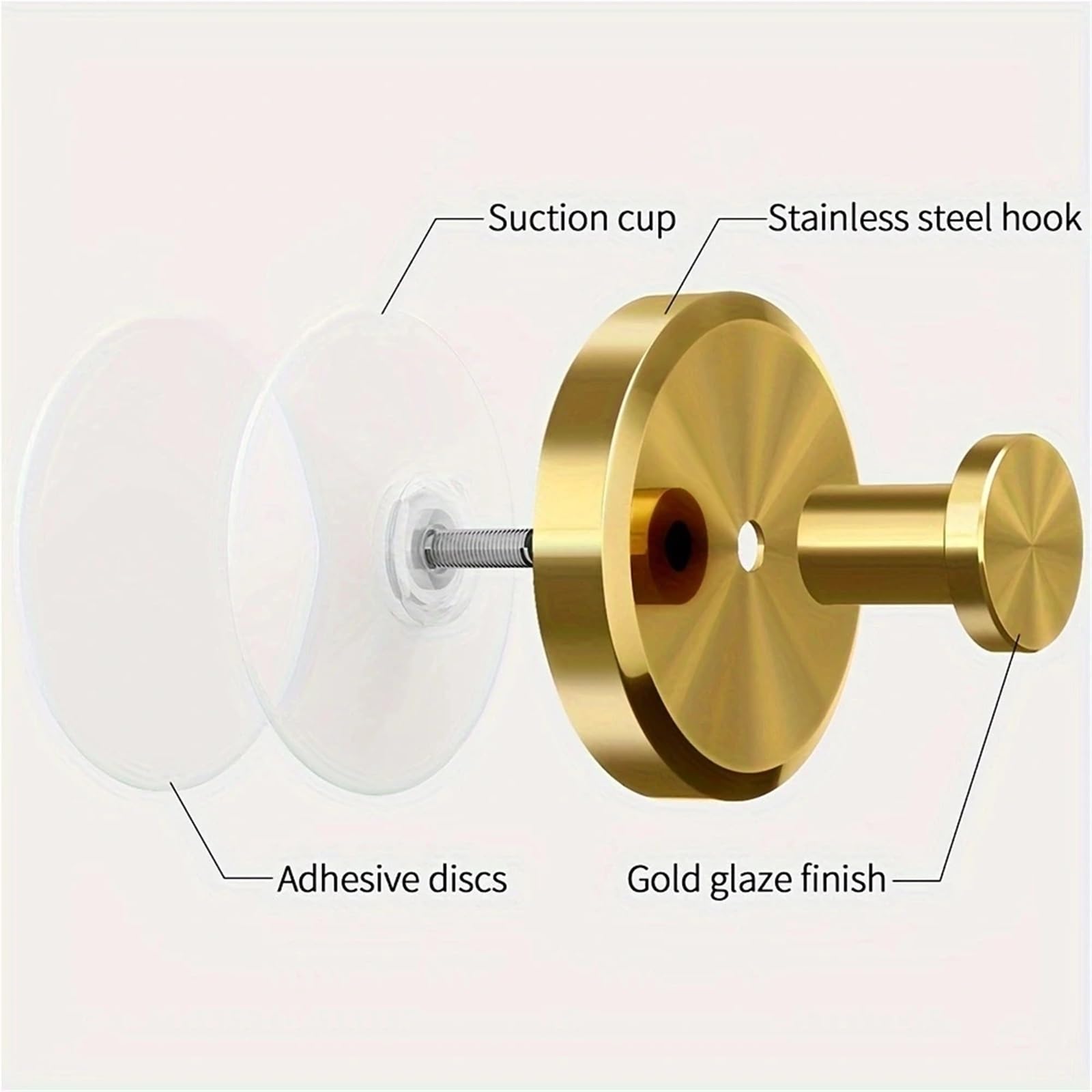 8 Stück wasserdichte Saugnapfhaken, einfache Montage for Dusche, Badezimmer, Küche und mehr, Tragkraft bis zu 7 kg, ideal for Handtücher Für Küche Bad(Gold)