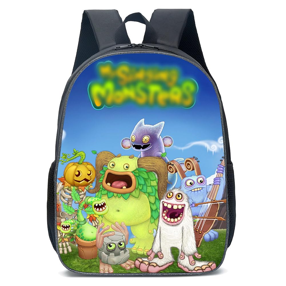 REYOKMonster Backpack Girls Monsters Backpack Children's School Bag Sing Backpack Schoolbag Girls School Bags Cartoon Book Stationery Bag Rucksack Backpack Bag, Multicoloured, 40*30*15cm