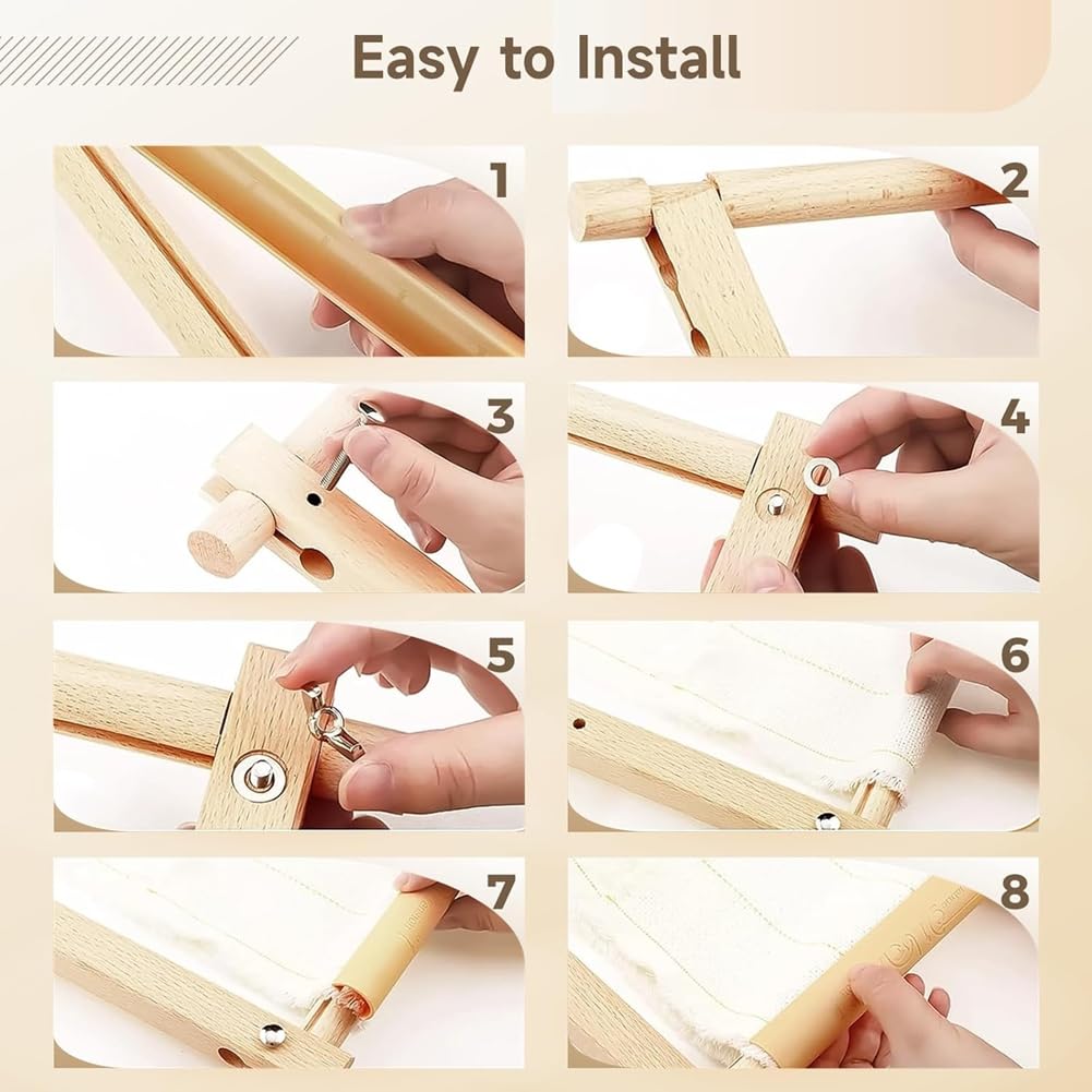 Telaio Da Ricamo In Legno FREEBLOSS: Cornice Regolabile Per Punto Croce, Cucito E Patchwork, 35x39cm - 2