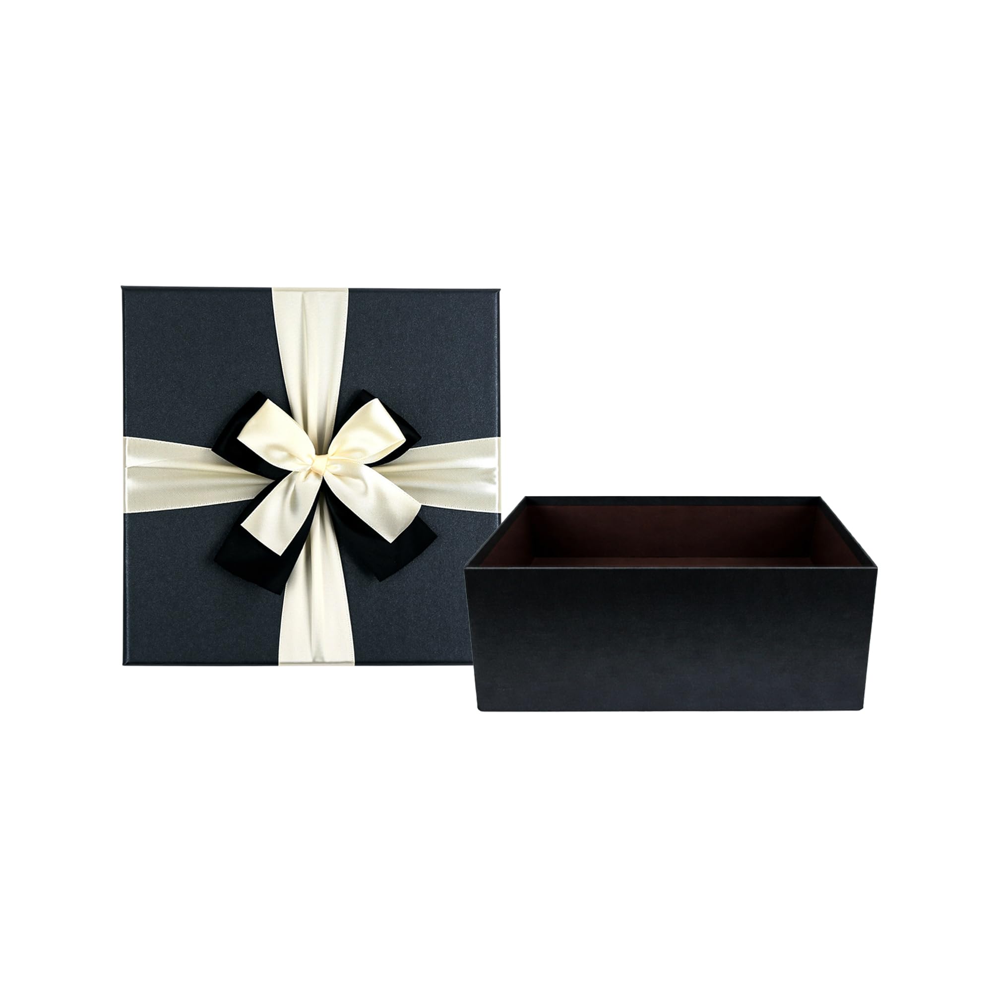 Emartbuy Black Rigid Gift Box with Ribbon 15 x 15 x 6.5 cm