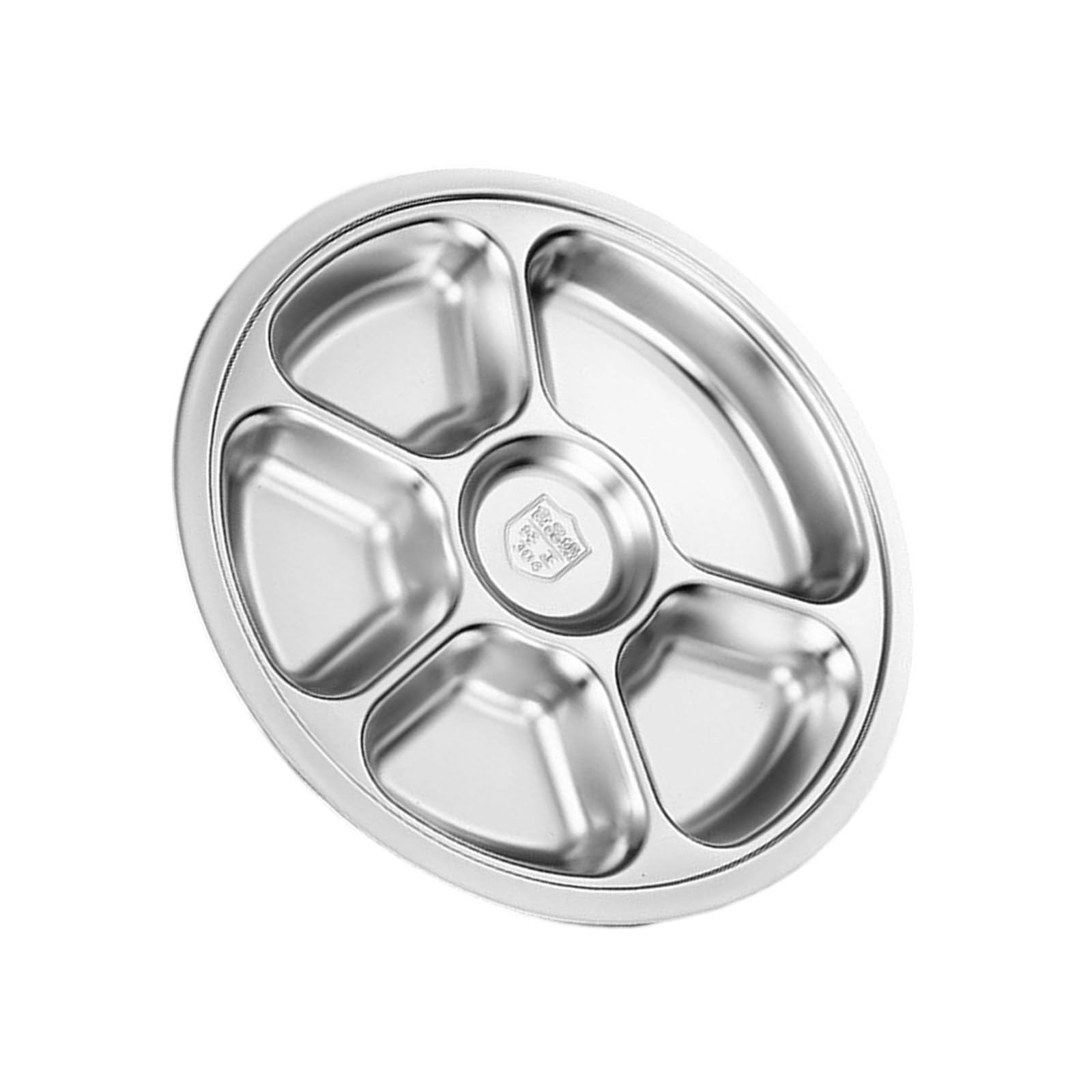 Gtylf Six Grids Multi Section Stainless Steel Round Serving Plate 28Cm Perfect For Meal Organization Microwave Safe Dishwasher Safe Stainless Steel Kitchen