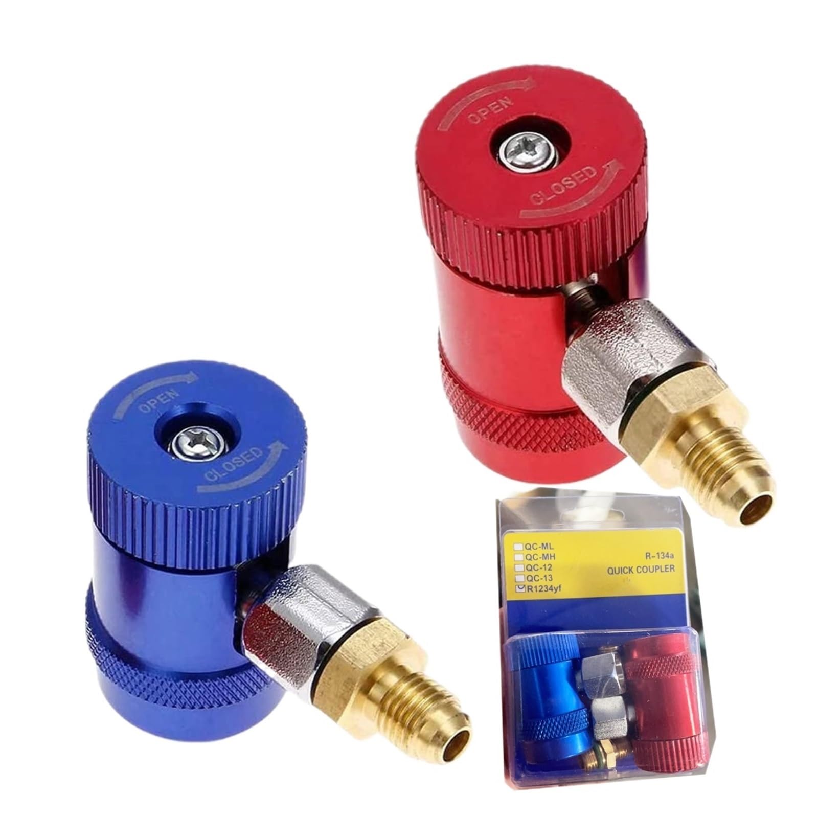 Ozdvayr R1234yf R134a Low High Auto Car Quick Coupler Connector Brass Adapters Car Air Conditioning Refrigerant Adjustable Ac Manifold Gauge(R1234yf)
