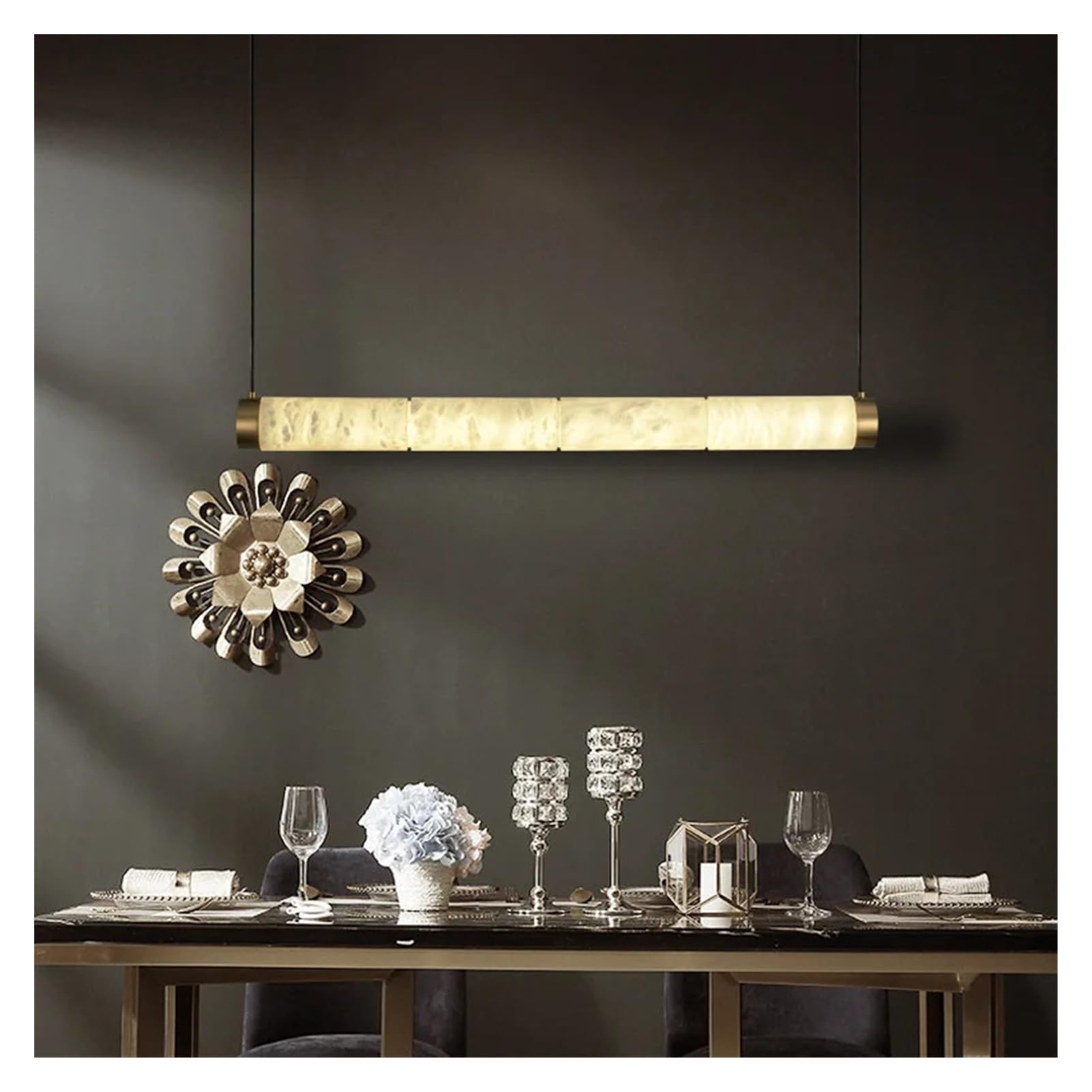 ASerZenith Chandelier, Chandeliers Long Shaped Lamps Illuminate Living Room Luxury Home Decor Led Marble Hanging Light Fixture,L100 H150Cm-Warm