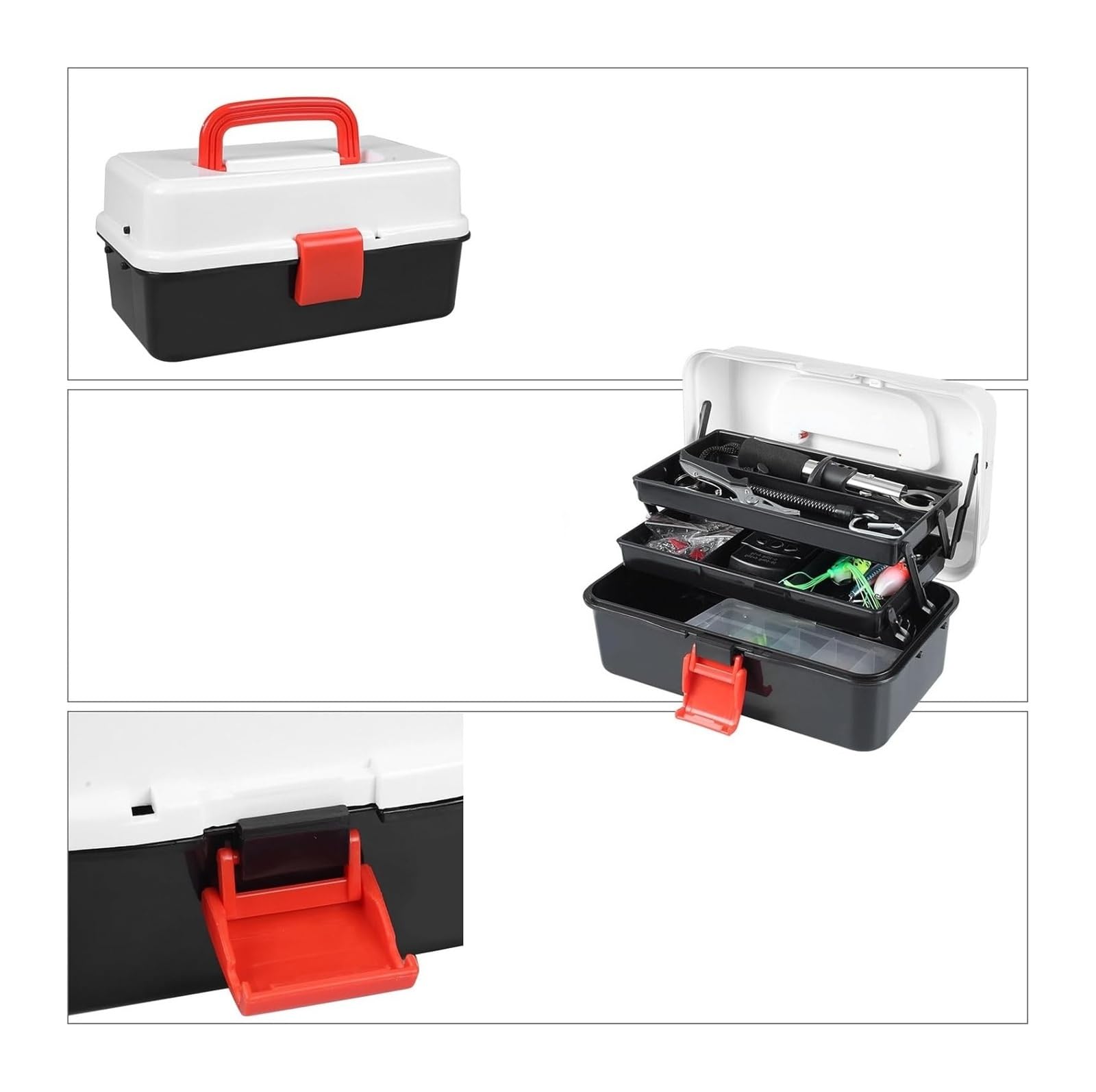 Caja de aparejos pesca 3 capas con kit señuelos 213 piezas