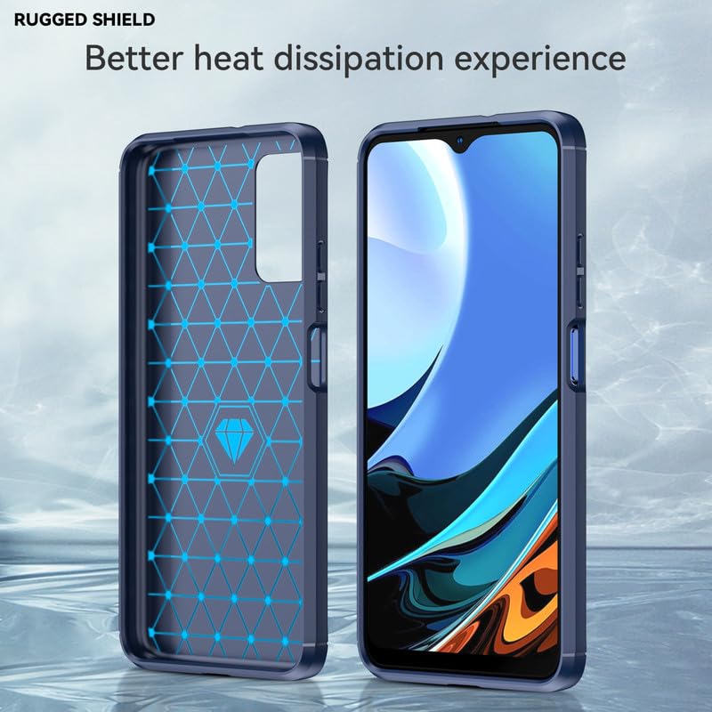 Image of Hybrid Carbon Fiber Back Case for Mi Redmi 9 Power (Blue)