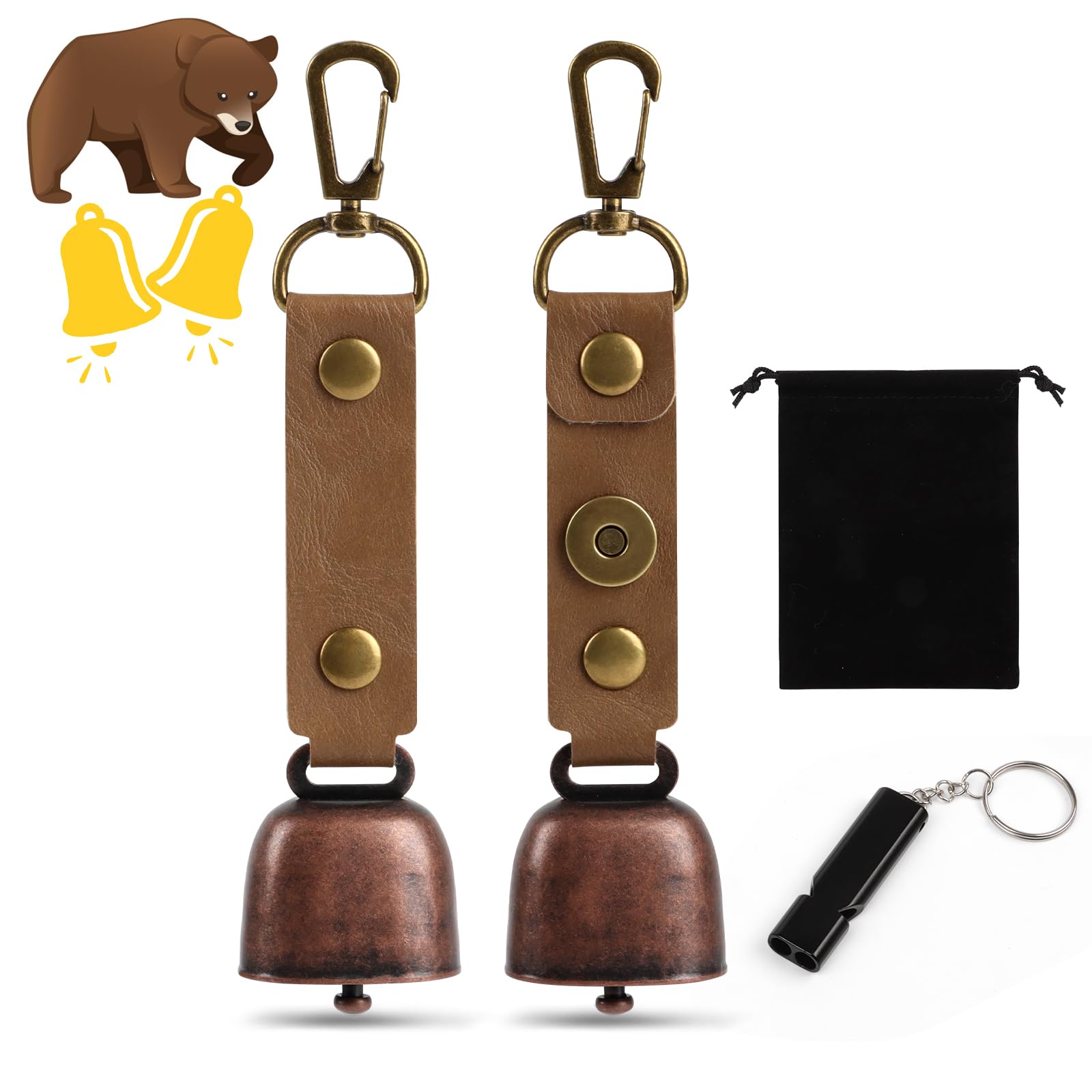 Amazon | FINGOOO 熊鈴 熊よけ鈴 2個セット 収納袋&熊笛付き 消音機能