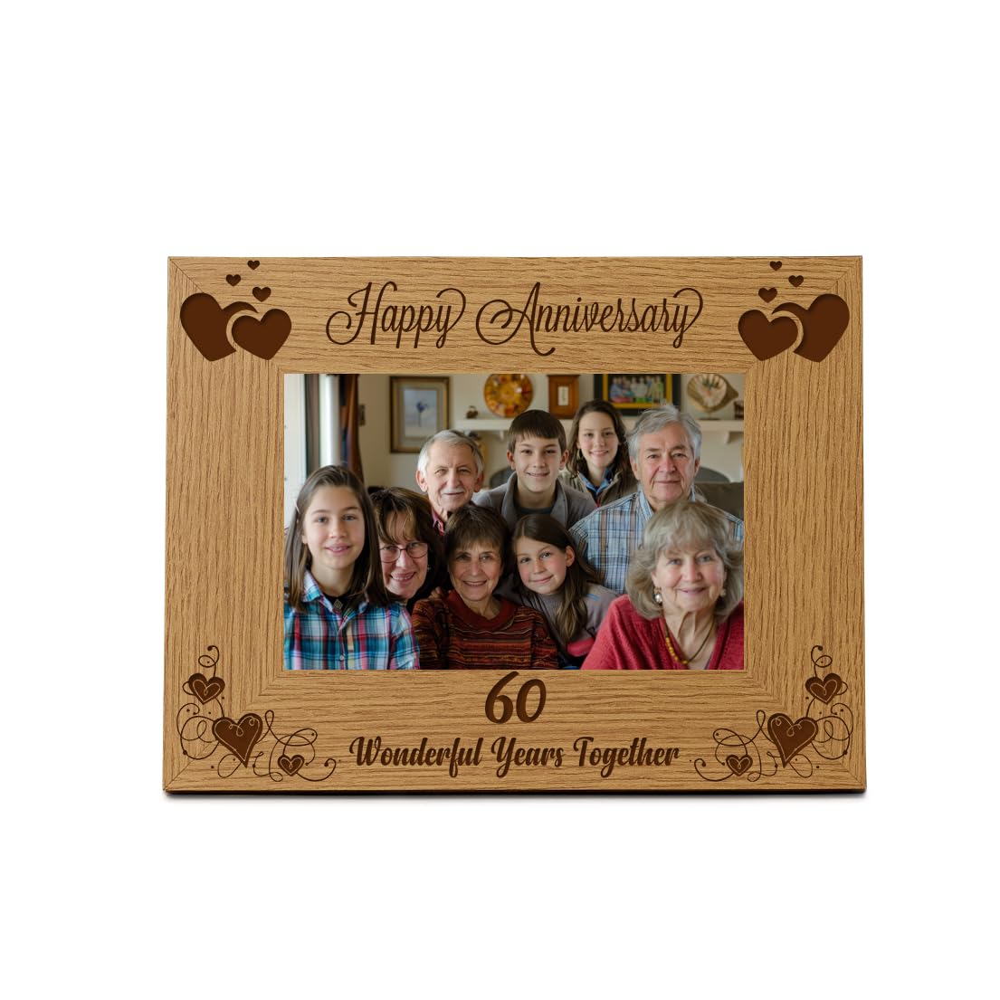 Ukgiftstoreonline Happy 60Th Anniversary Wooden Photo Frame Gift (4 X 6 Inch)