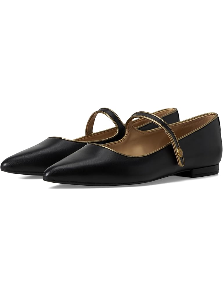 Black Lauren Ralph Lauren Londyn Metallic-Trim Leather Mary Jane