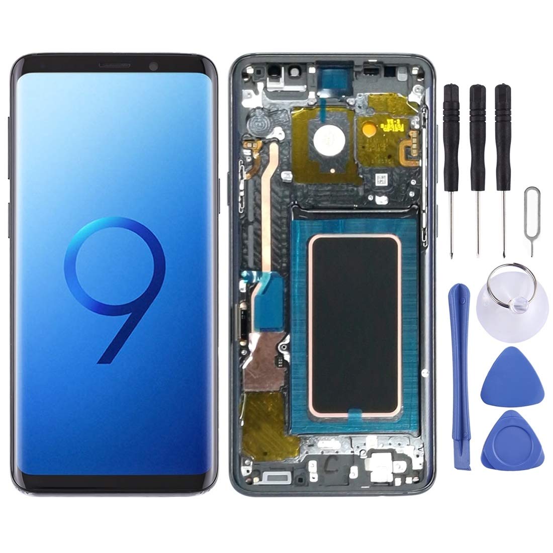Écran LCD Galaxy S9 Plus G965F avec châssis gris pour remplacement