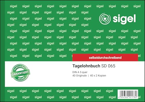 SIGEL SD065 Tagelohnbuch A5 quer, 3x40 Blatt, selbstdurchschreibend, aus nachhaltigem Papier
