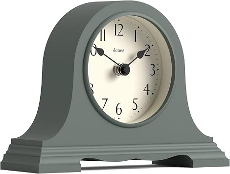 JONES CLOCKS Speakeasy Small Mantel Clock | Classic Napoleons hat Design | Green | Contemporary Classic Style for Desk, Table, Shelf or Bedside