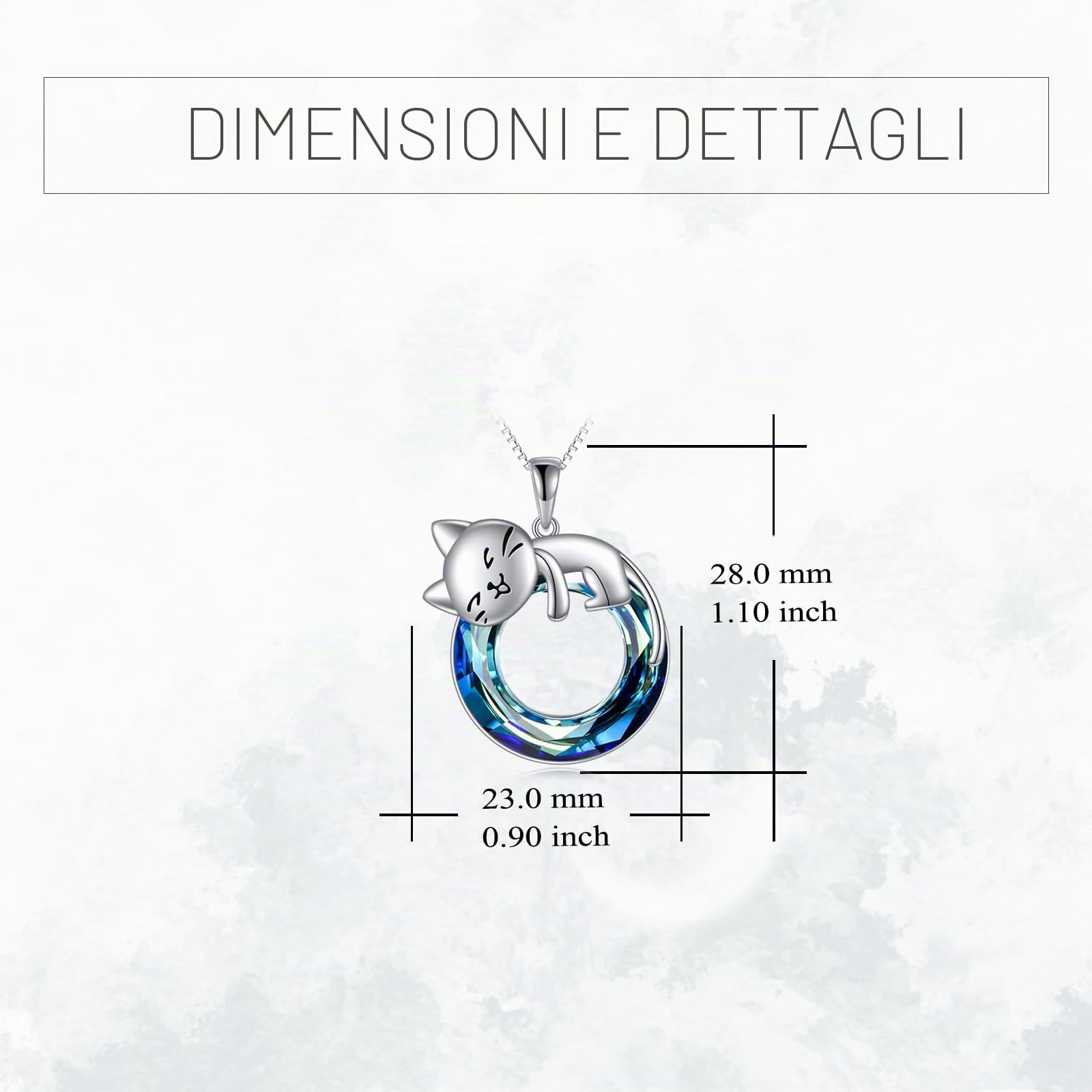 Vadmans Collana di Gatti in Argento Sterling Ciondolo di Gatti in Cristallo Blu Regali per Donne