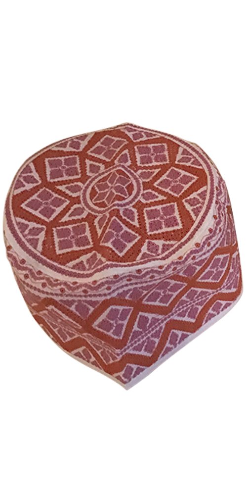 Desert Dress Men's Pink/Red Omani Kuma Hat Talya Massar Cap Zanzibar Embroide Pill-Box Muscat Top ()