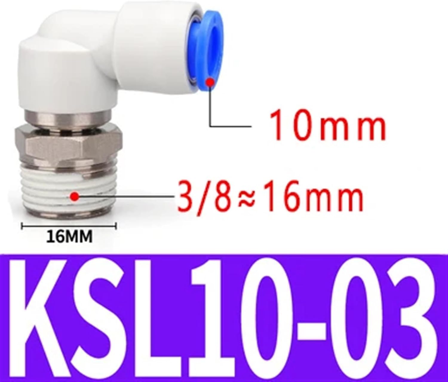 High-speed Rotating Joint KSL NRL Pneumatic Air Hose 4 6 8 10 12mm Quick-Connect Outer Threaded L Elbow 1/8 1/4 3/8 1/2 M5(KSL10-03)
