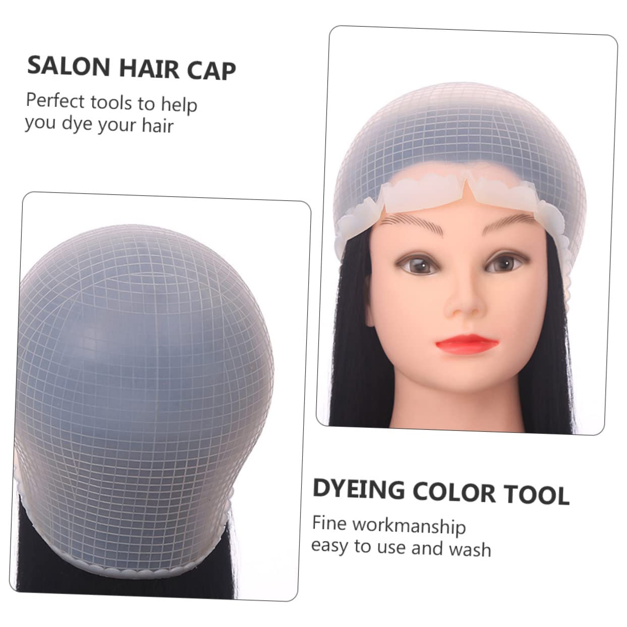 Juego de 2 Gorros para Teñir el Cabello de Silicona y Hierro con Aguja para Mechas, Fácil de Lavar, Adecuado para Uso Profesional y Doméstico
