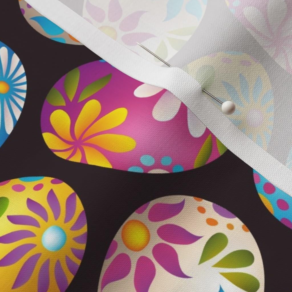 Spoonflower Fabric - Painted Eggs Easter Holiday Spring Floral Folk Art Printed on Petal Signature Cotton Fabric by The Yard - Sewing Quilting Apparel Crafts Decor