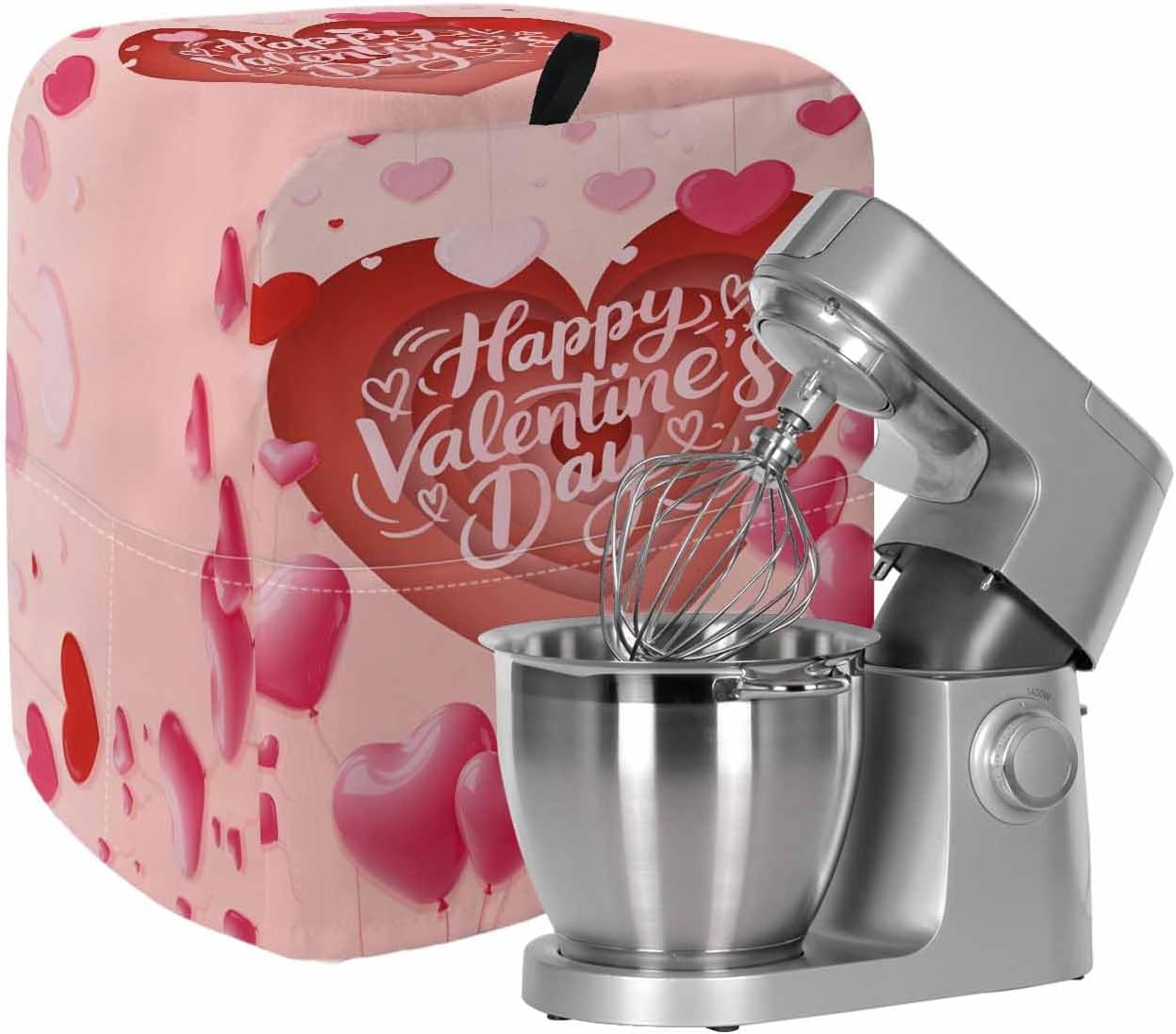 Valentine's Day Stand Mixer Cover with Storage Pocket, Waterproof Kitchen Mixer Covers, Watercolor Heart Love Modern Boho Kitchen Appliance Dust Cover Compatible with 5-8 Quart Mixers
