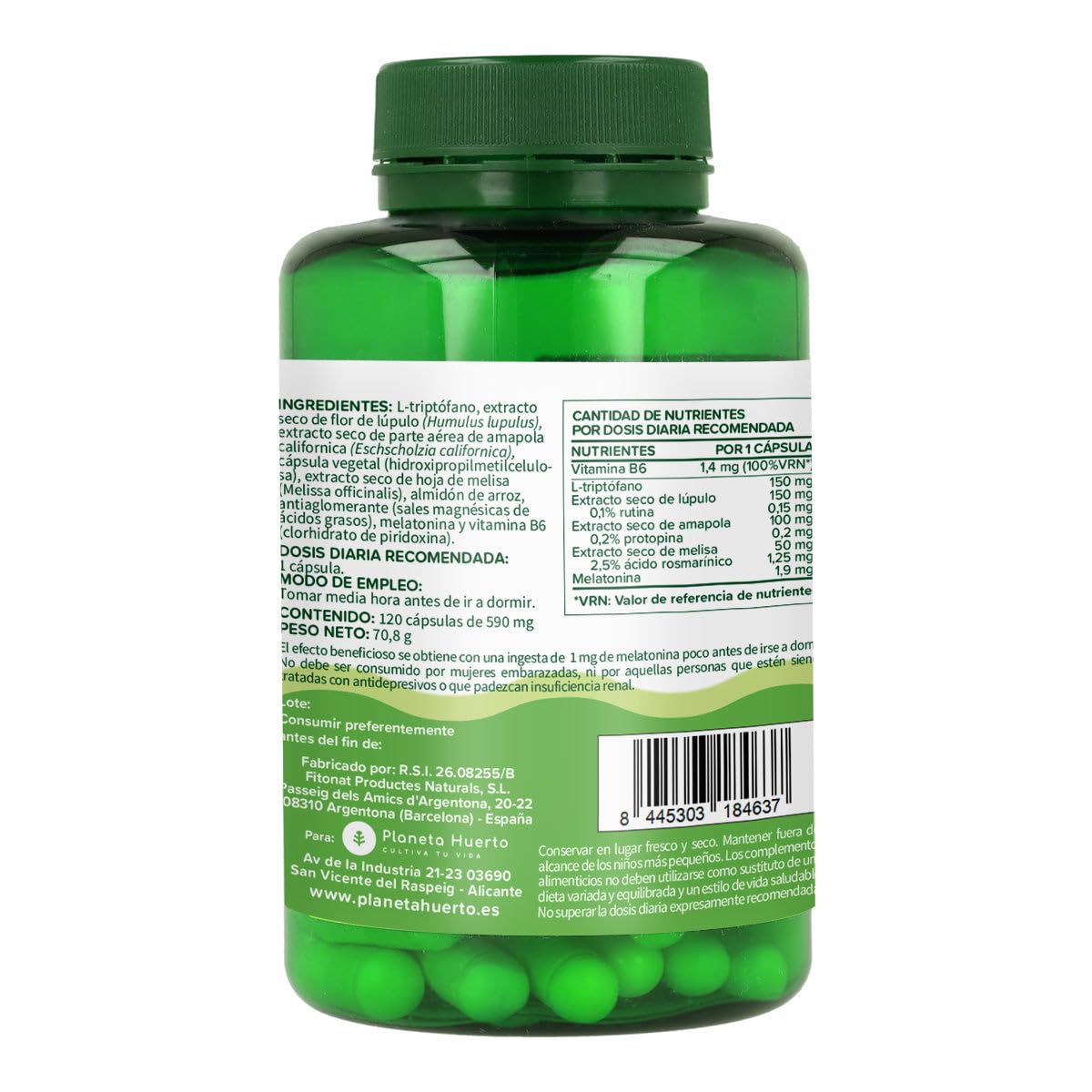 PLANETA HUERTO | PACK 2x Melatonina Complex Natural 60 cápsulas – Melatonina Complemento Alimenticio para Dormir Mejor, Conciliar el Sueño Rápido y Combatir el Insomnio y Jet Lag