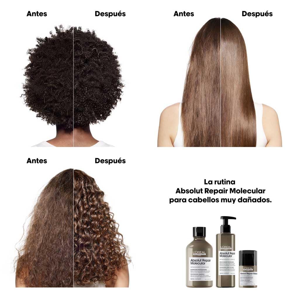 L’Oréal Professionnel, Rutina Con Champú Profesional 300 ml y Recambio 500 ml, Nutre en Profundidad y Fortalece el Cabello, Para Pelo Seco, Fórmula Patentada, Absolut Repair Molecular