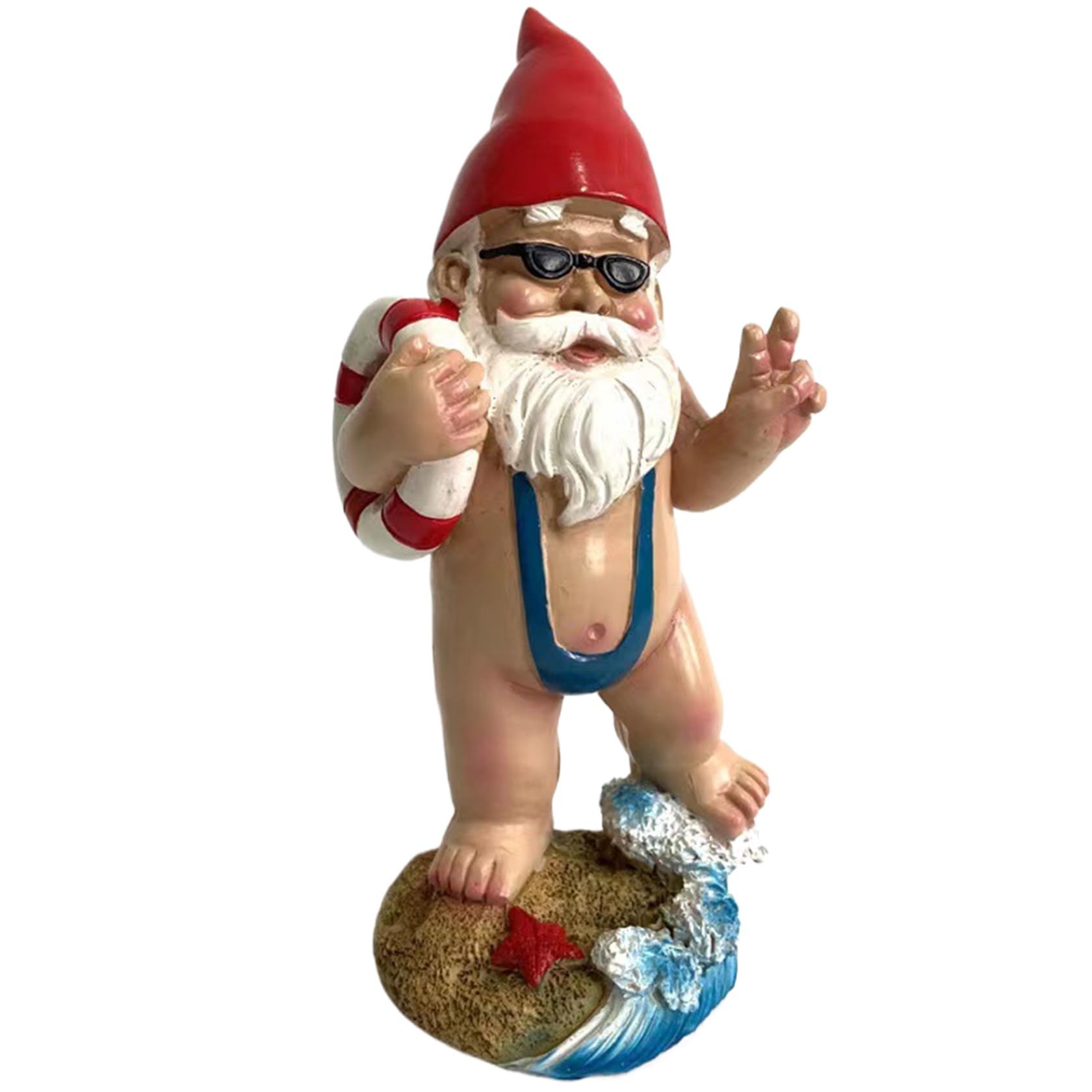 Muiltvoe Gnome Figurines 6 Ih Cute & Funny Resin Gnome Statue Weather-Resistant Summer Gnomes Decorations for Yard, Garden, Beach, Gifts, Ocean