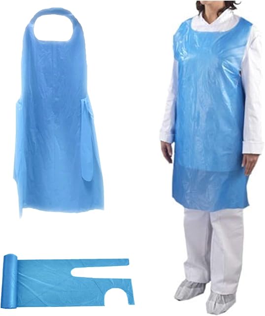 TYGA Store | 200 Disposable Blue Aprons on a Roll - Easy Dispense Apron for Medical, Cleaning, Painting, Hairdressers, Baking & Chefs - PPE (Blue) (Roll of 200)
