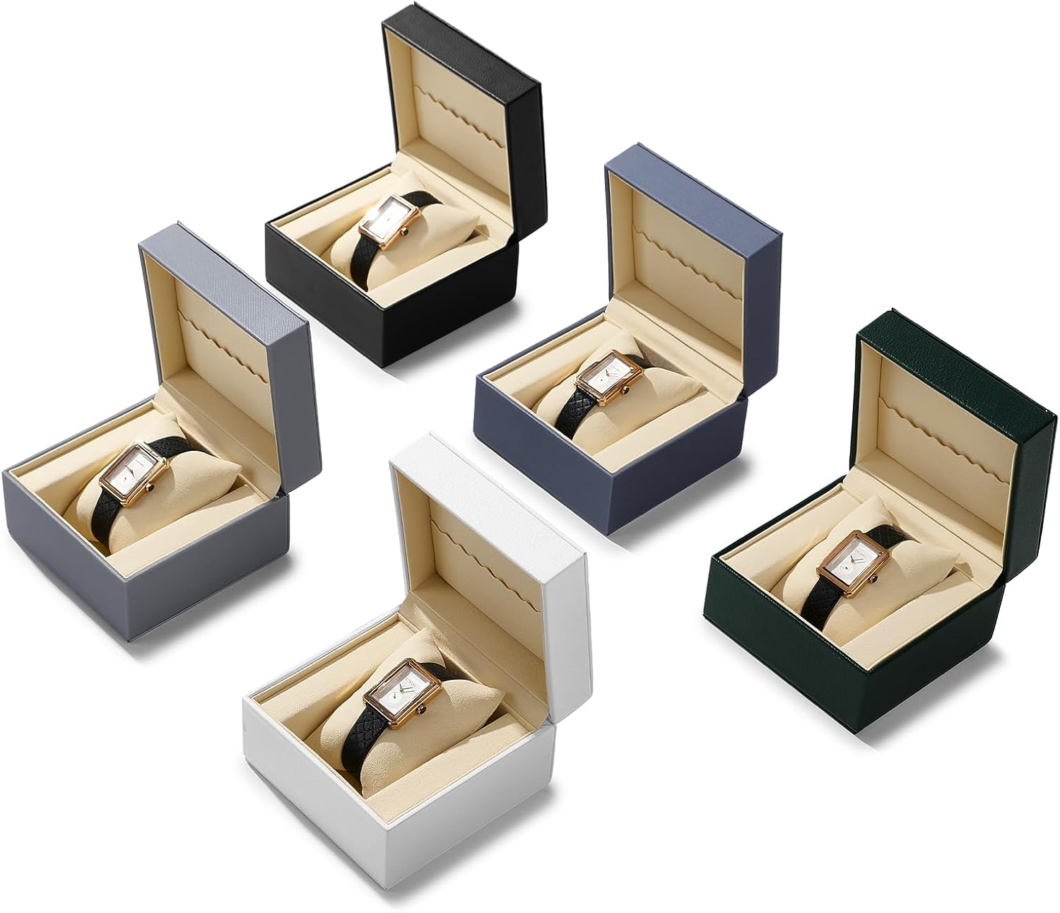 Oirlv Luxury Leather Watch Box Single Display Storage Case For Wristwatches and Smart Watches Holder With Pillow(Black)